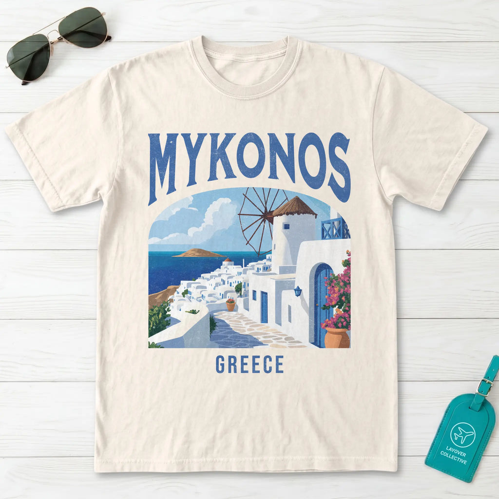 Mykonos Greece Vintage Travel Poster T-Shirt