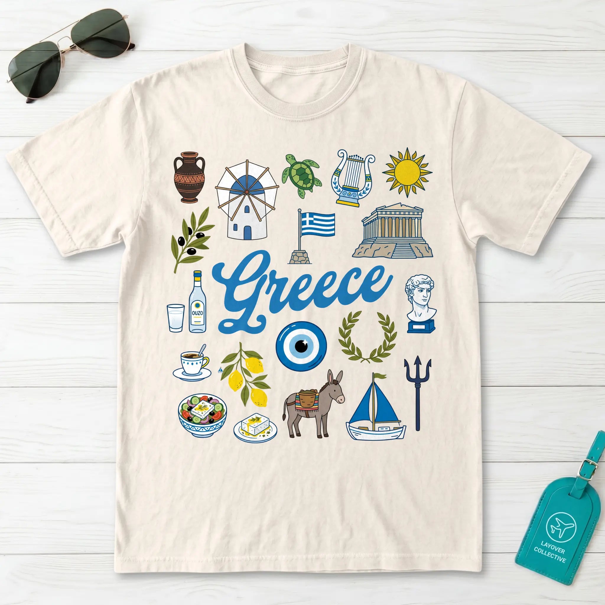 Greece Icons Graphic T-Shirt