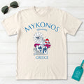 Mykonos Greece Windmill and Village Graphic T-Shirt