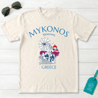 Mykonos Greece Windmill and Village Graphic T-Shirt