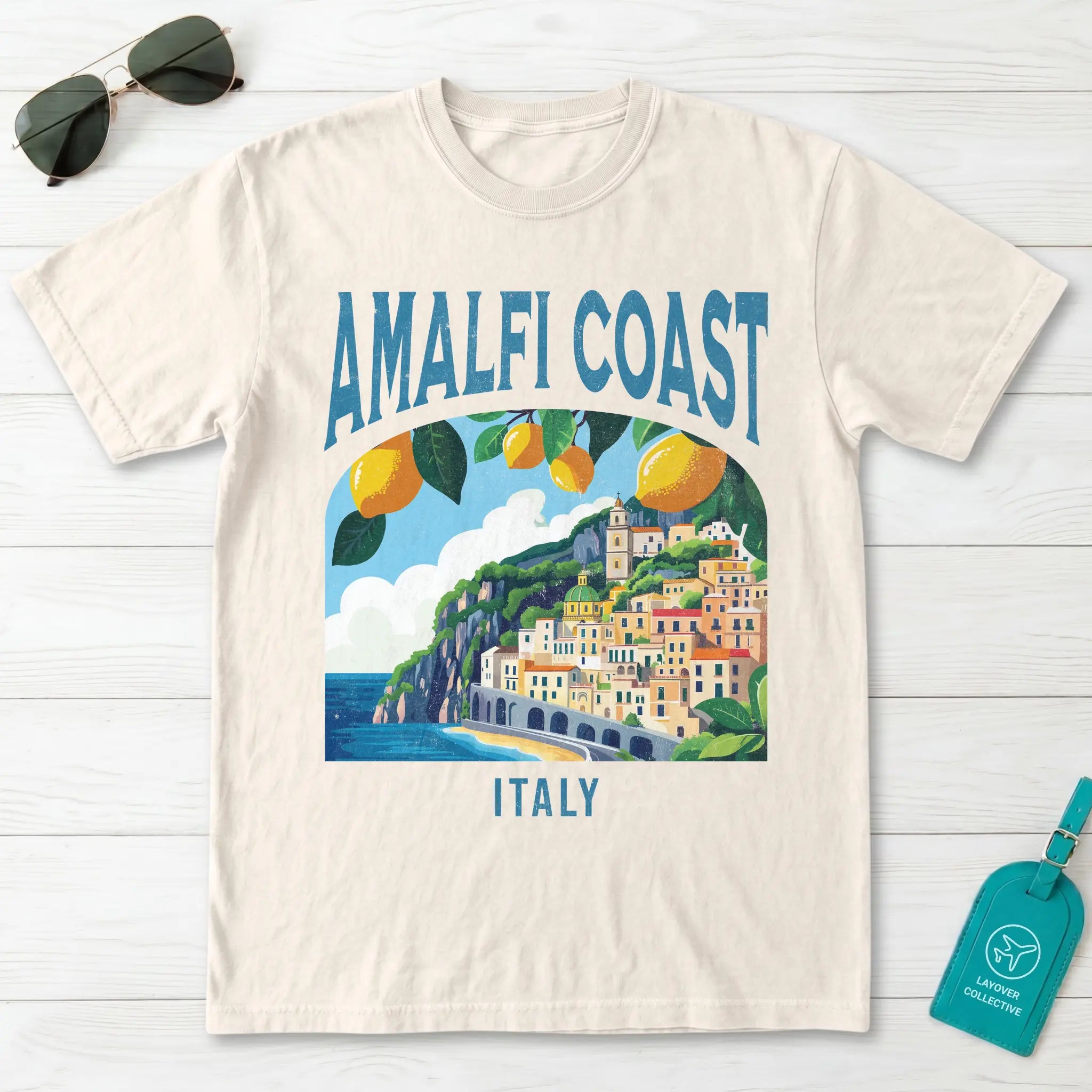 Amalfi Coast Italy Vintage Travel Poster T-Shirt