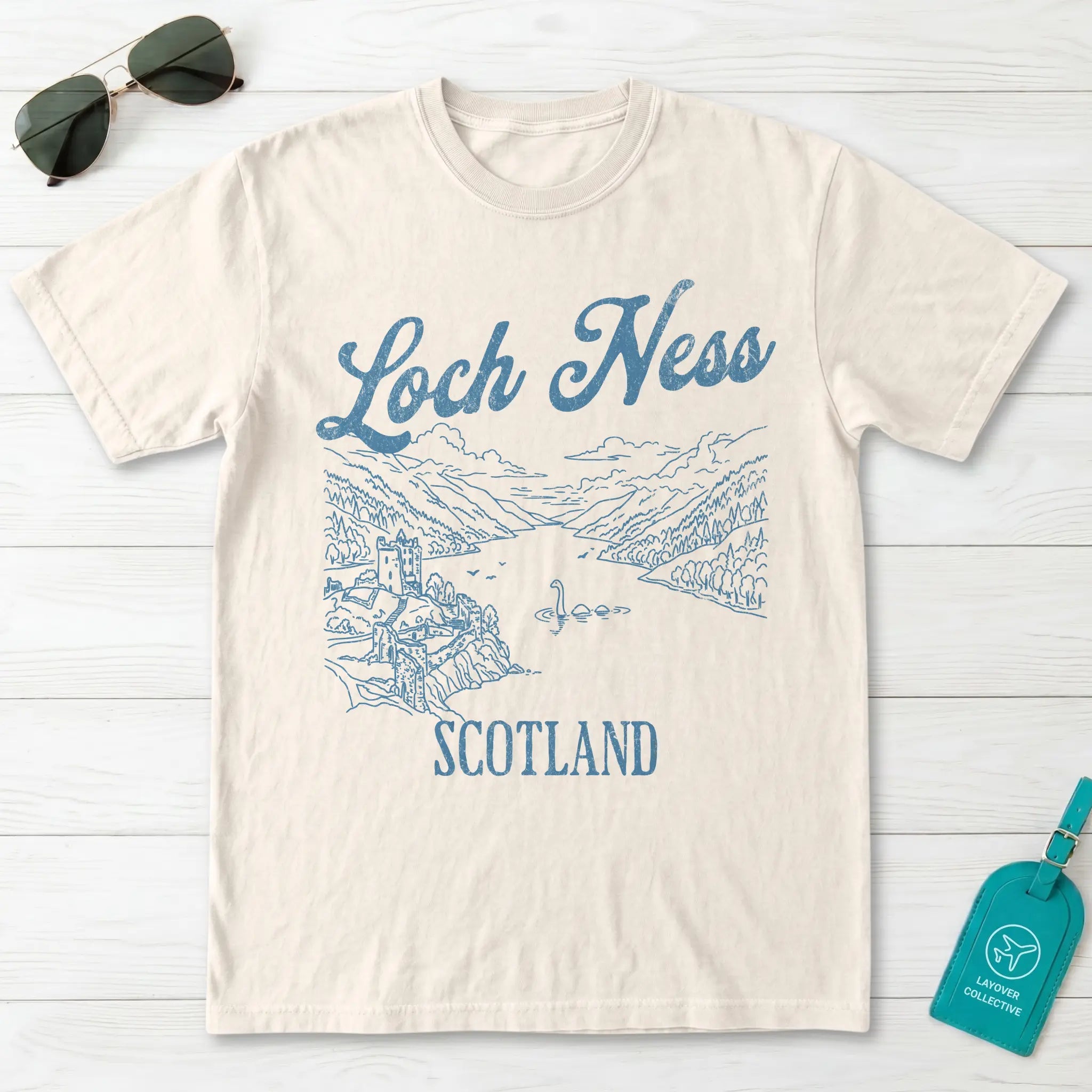 Loch Ness Scotland Line Art T-Shirt