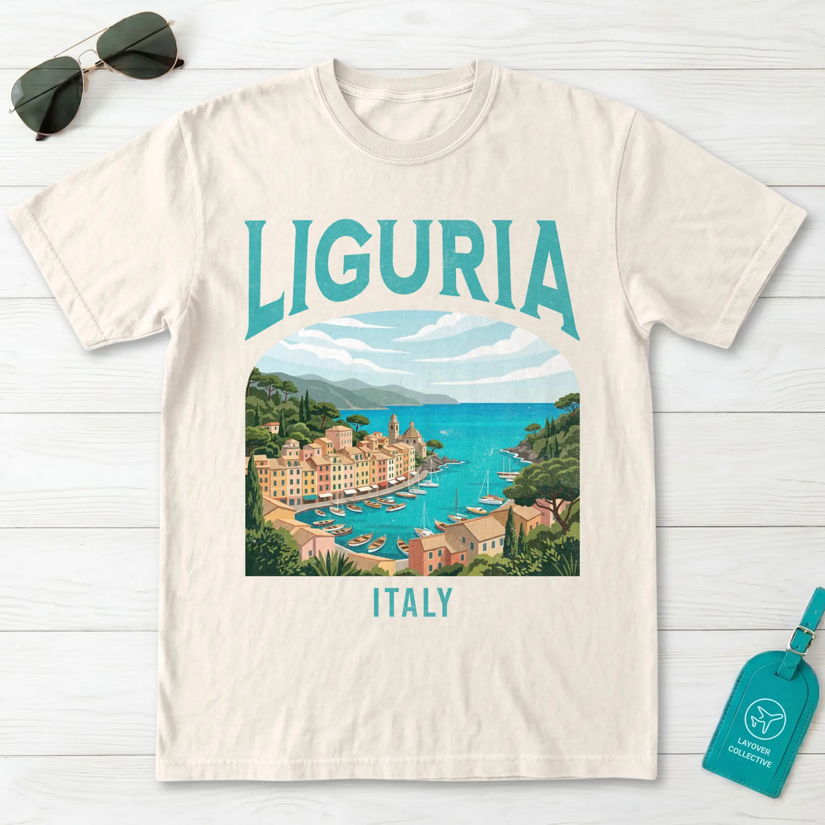 Liguria Italy Vintage Travel Poster T-Shirt