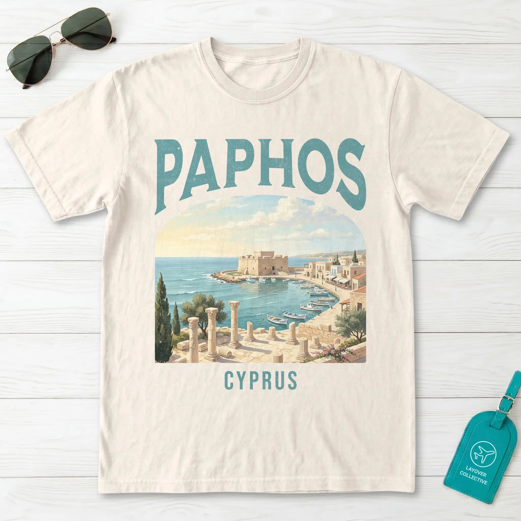 Paphos Cyprus Vintage Travel Poster T-Shirt