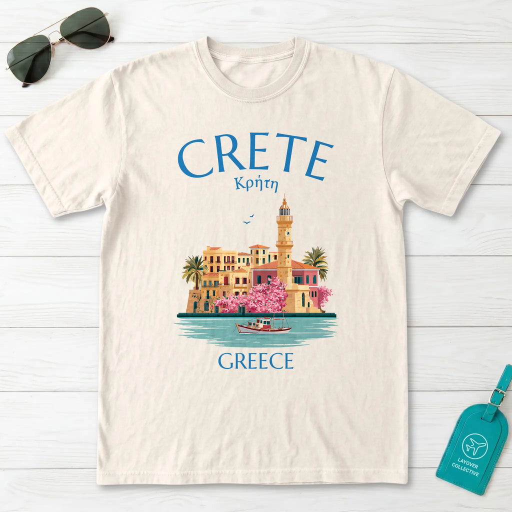Crete Greece Chania Harbour Illustrated Graphic T-Shirt