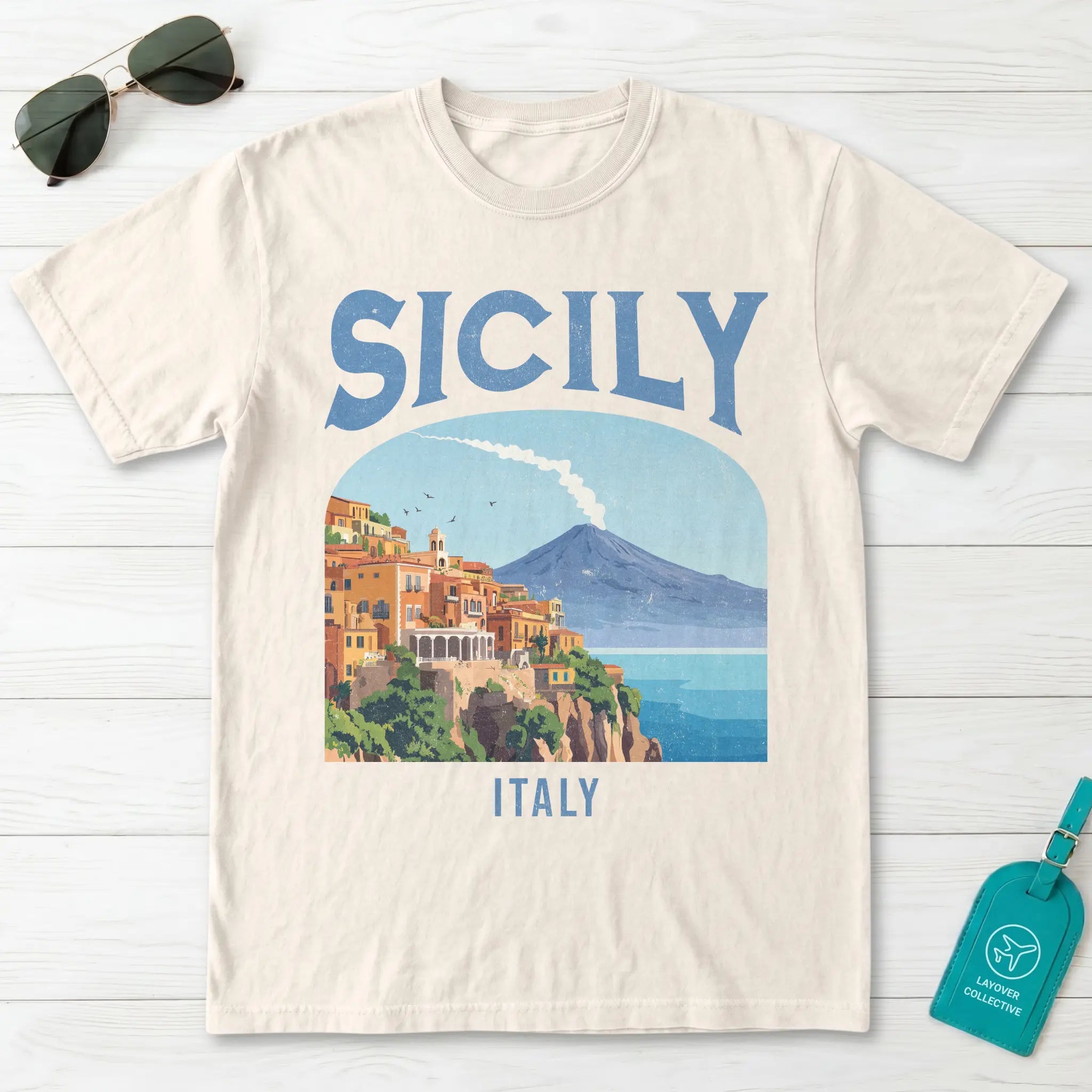 Sicily Italy Vintage Travel Poster T-Shirt