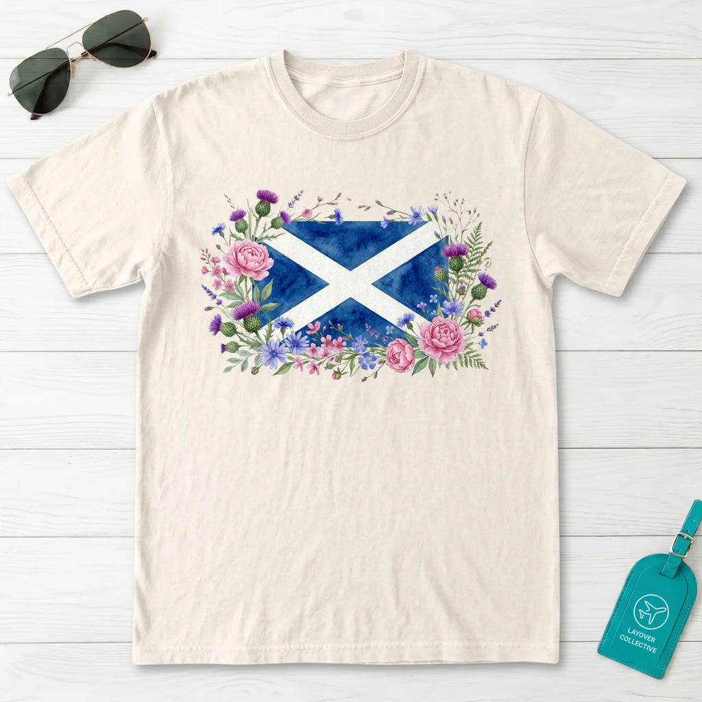 Scotland Saltire Floral Botanical T-Shirt