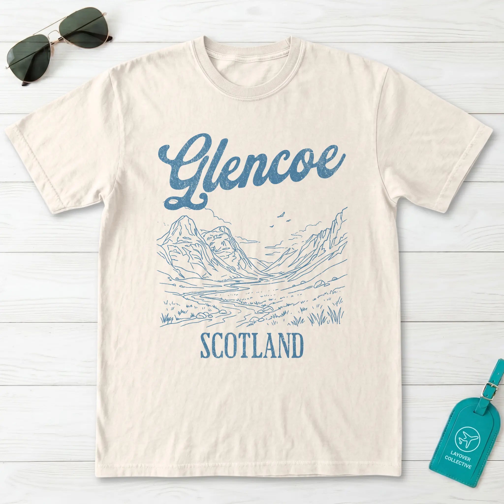 Glencoe Scotland Line Art T-Shirt