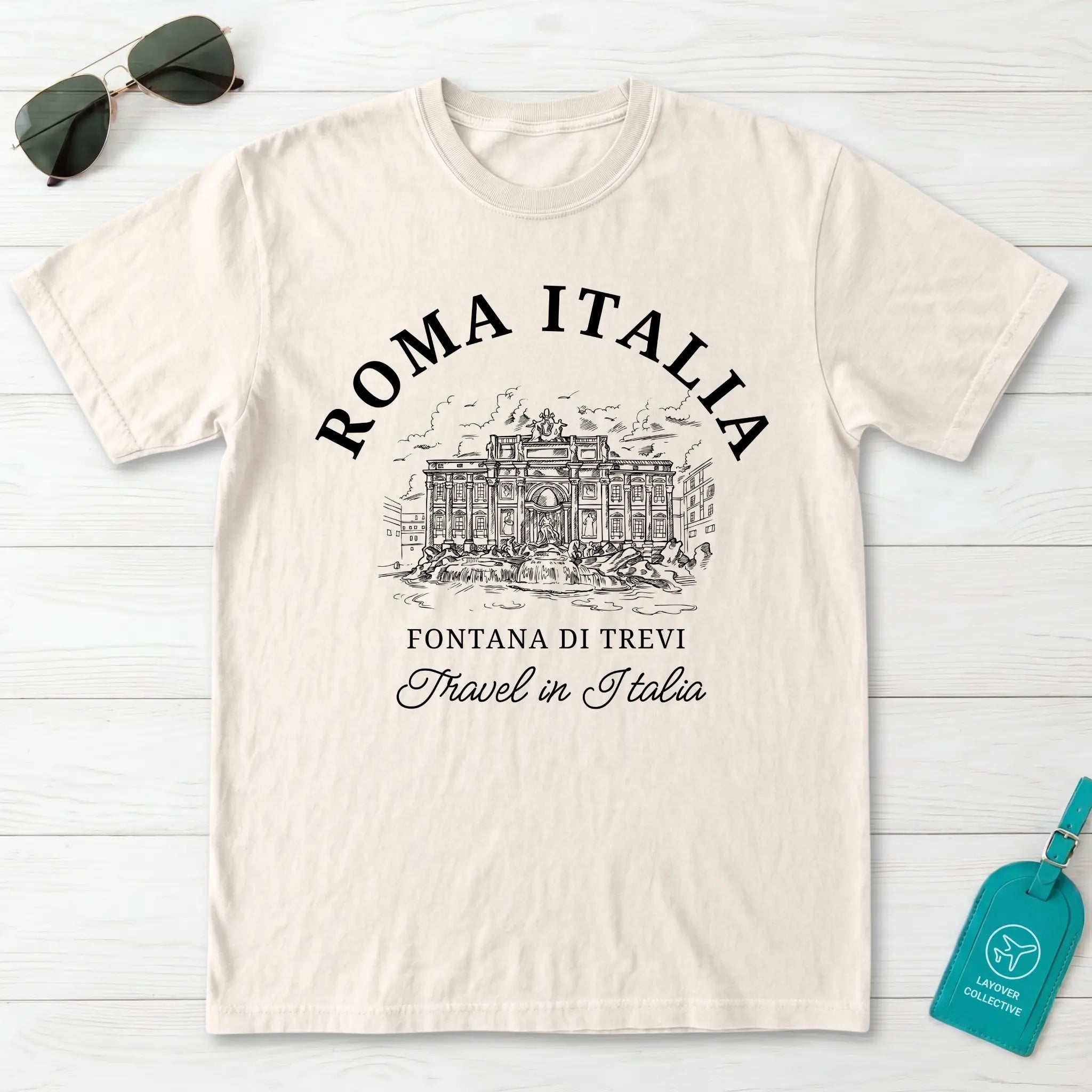 Trevi Fountain Vintage Sketch T-Shirt