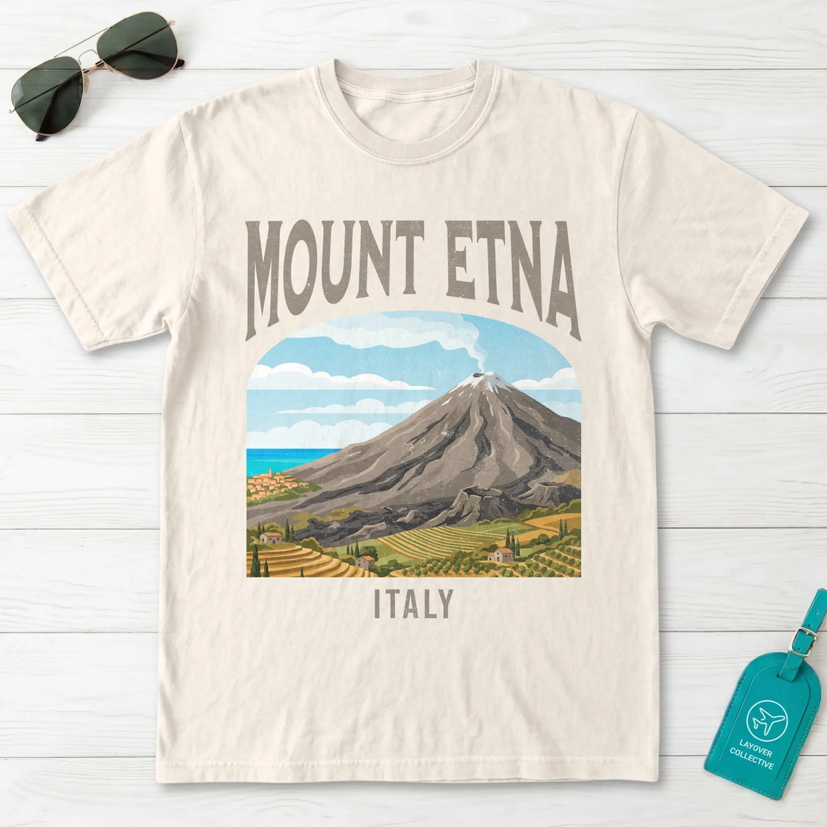 Mount Etna Italy Vintage Travel Poster T-Shirt