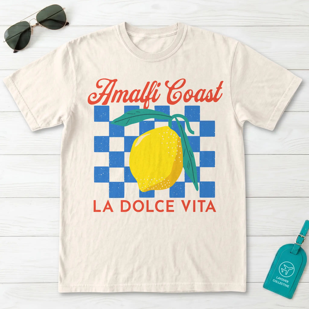 Amalfi Coast Lemon Checkerboard La Dolce Vita Graphic T-Shirt