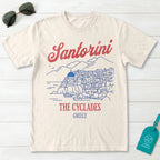 Santorini Greece The Cyclades Line Art Graphic T-Shirt