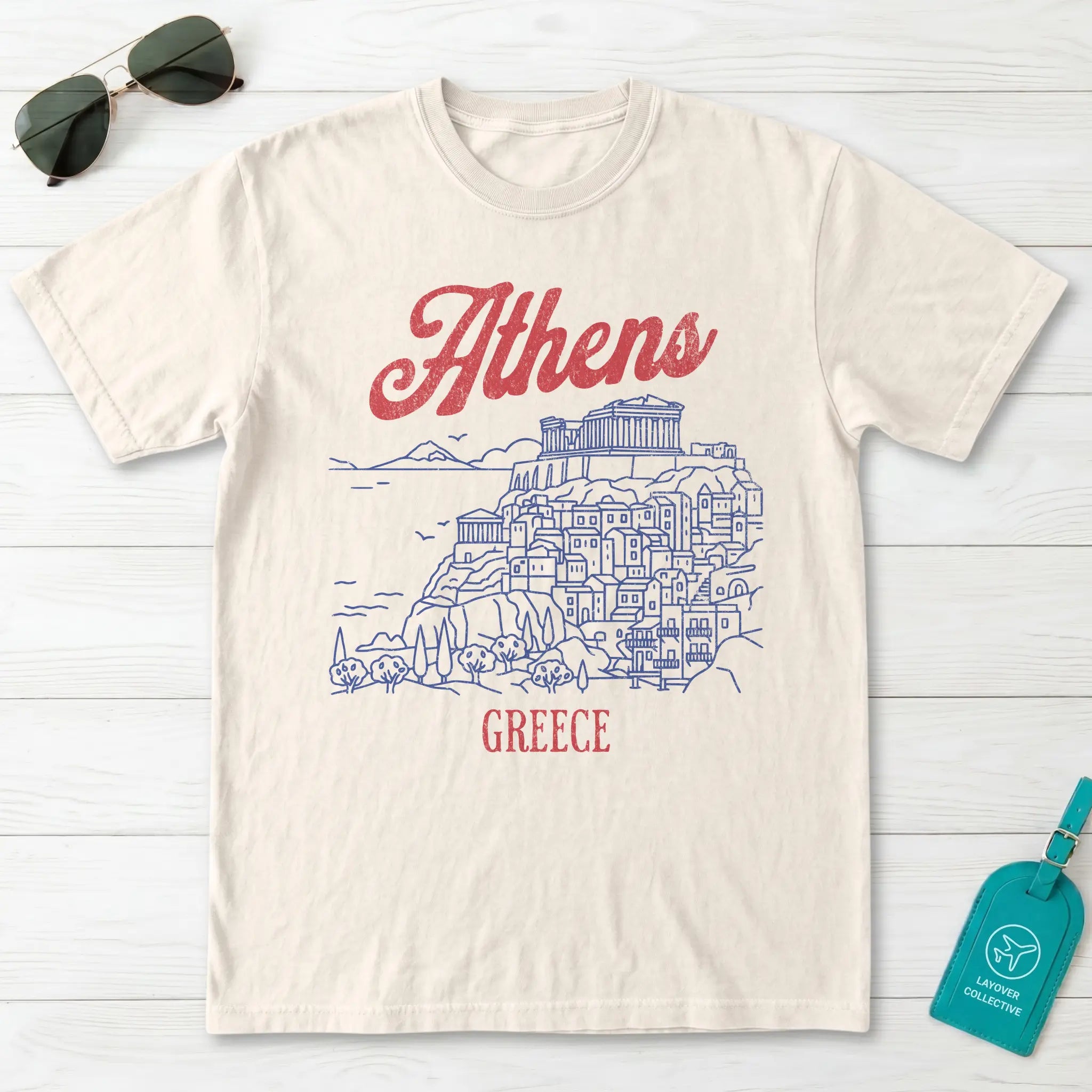 Athens Greece Acropolis Line Art Graphic T-Shirt