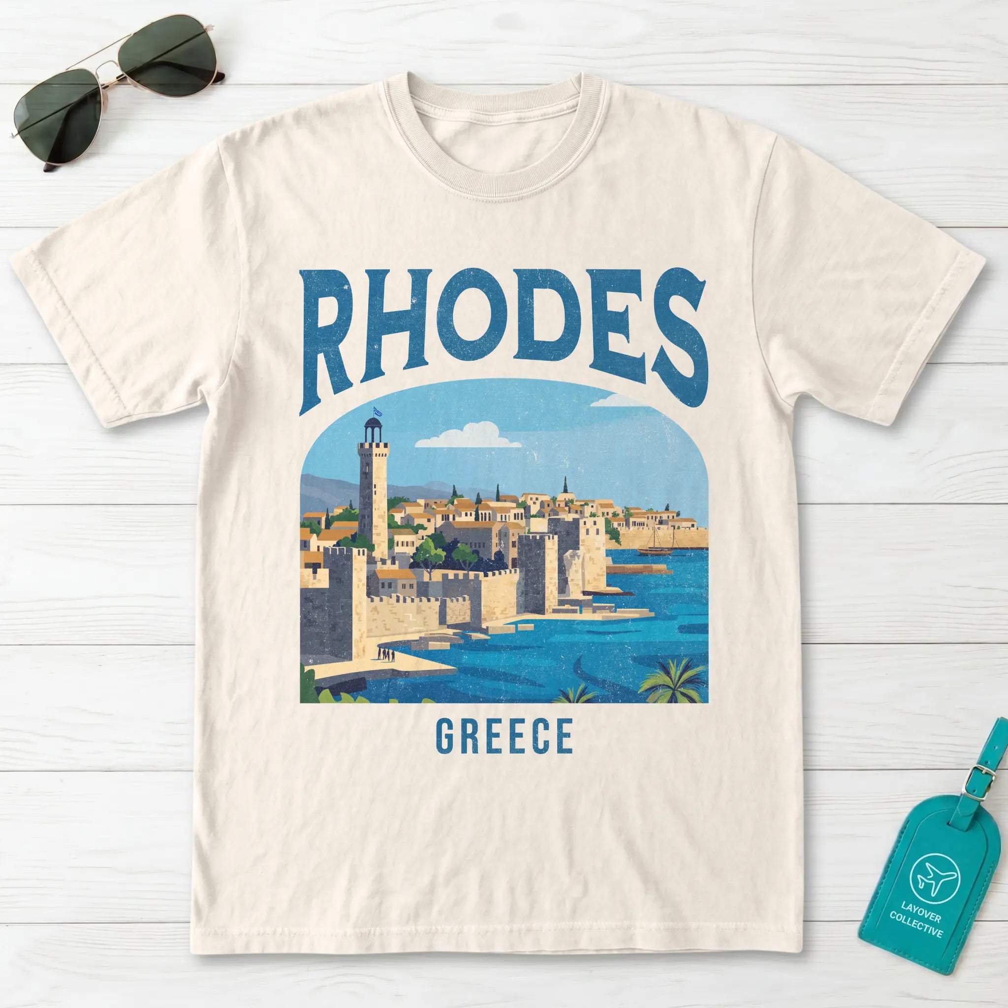 Rhodes Greece Vintage Travel Poster T-Shirt