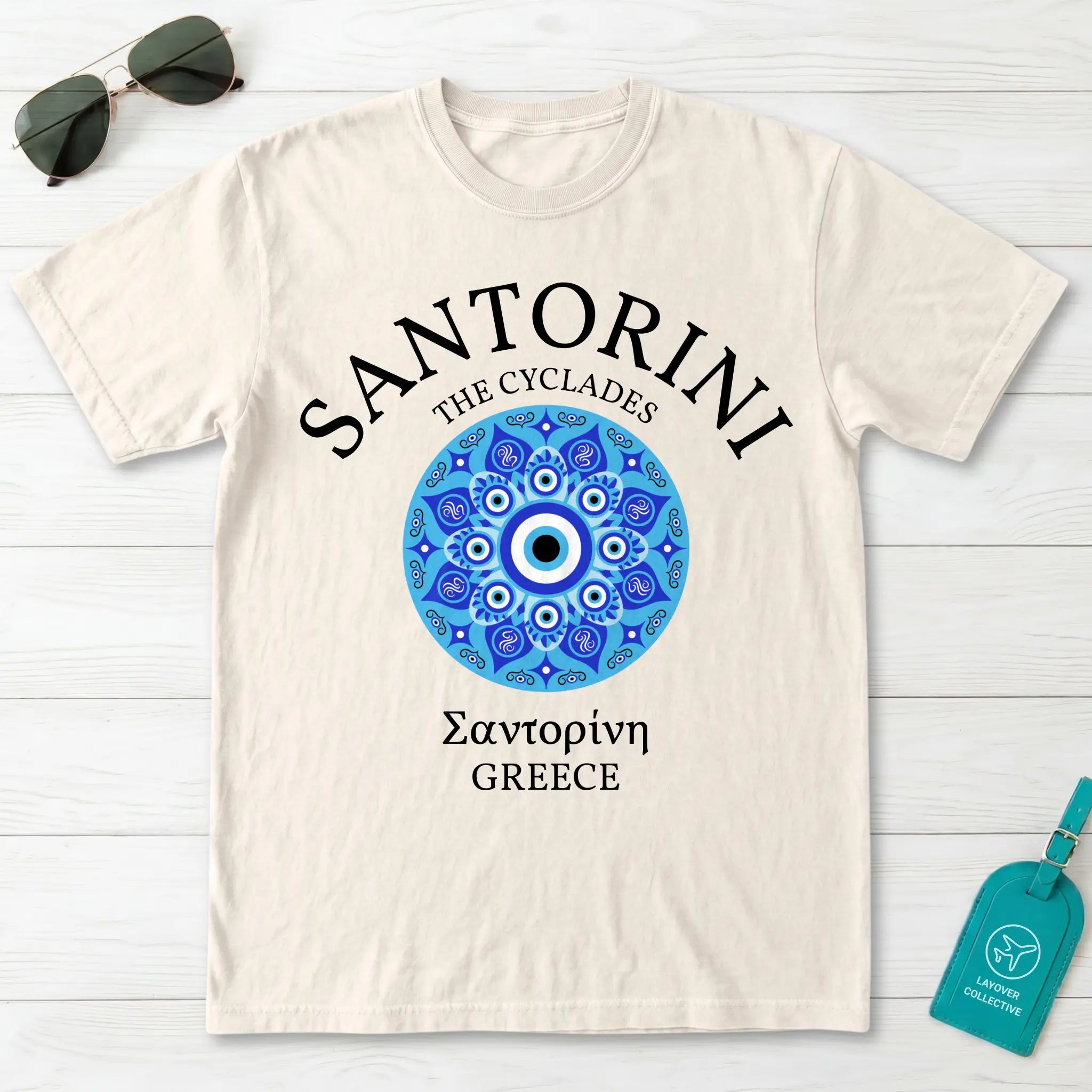 Santorini Evil Eye Mandala T-Shirt