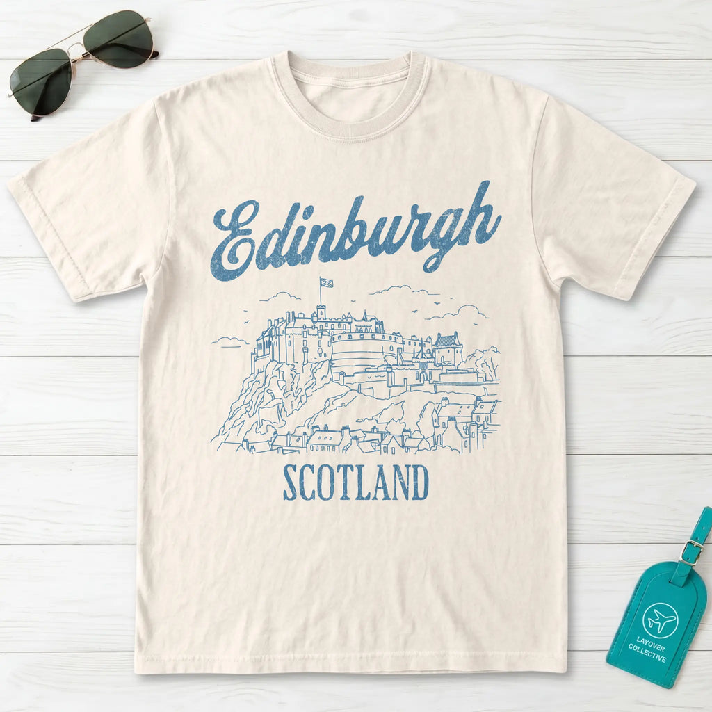 Edinburgh Castle Scotland Line Art T-Shirt