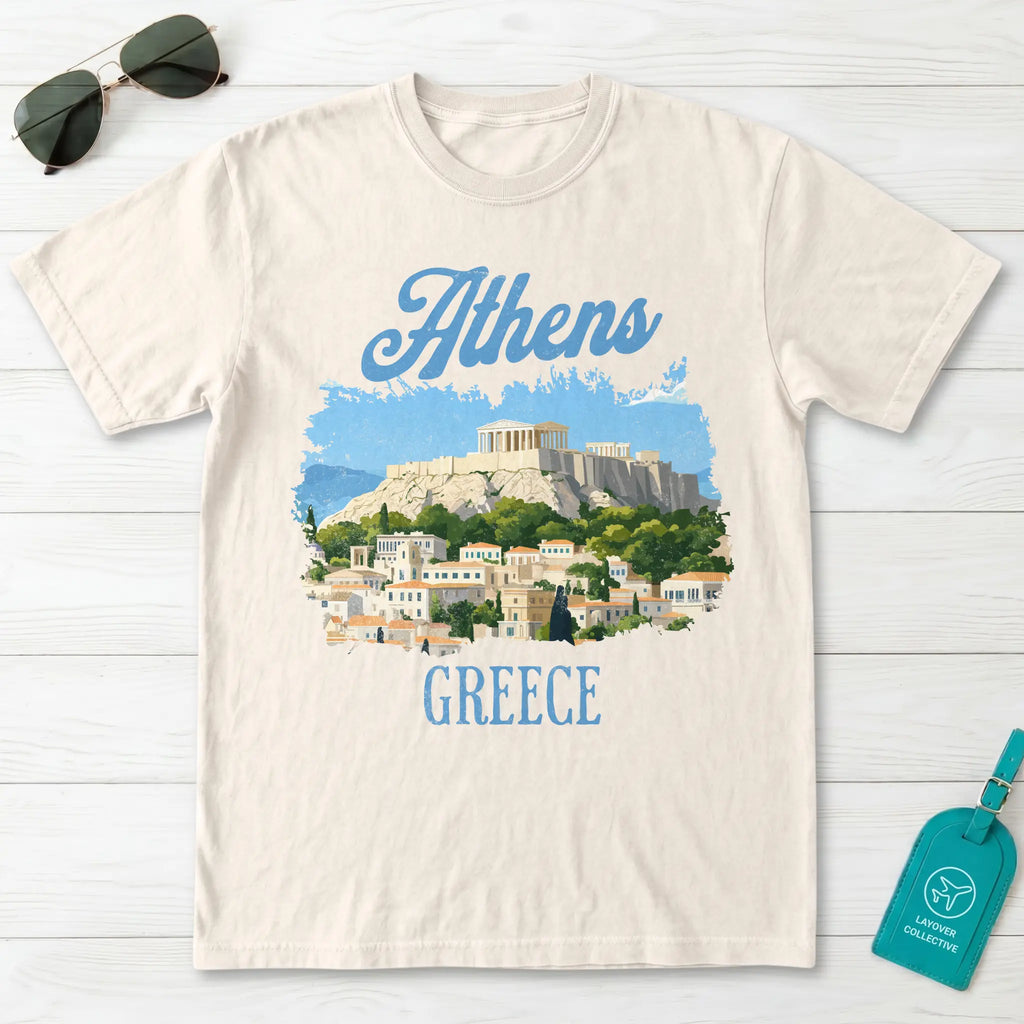 Athens Greece Acropolis Vintage Illustration Graphic T-Shirt