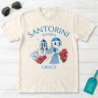 Santorini Greece Blue Dome Church Graphic T-Shirt