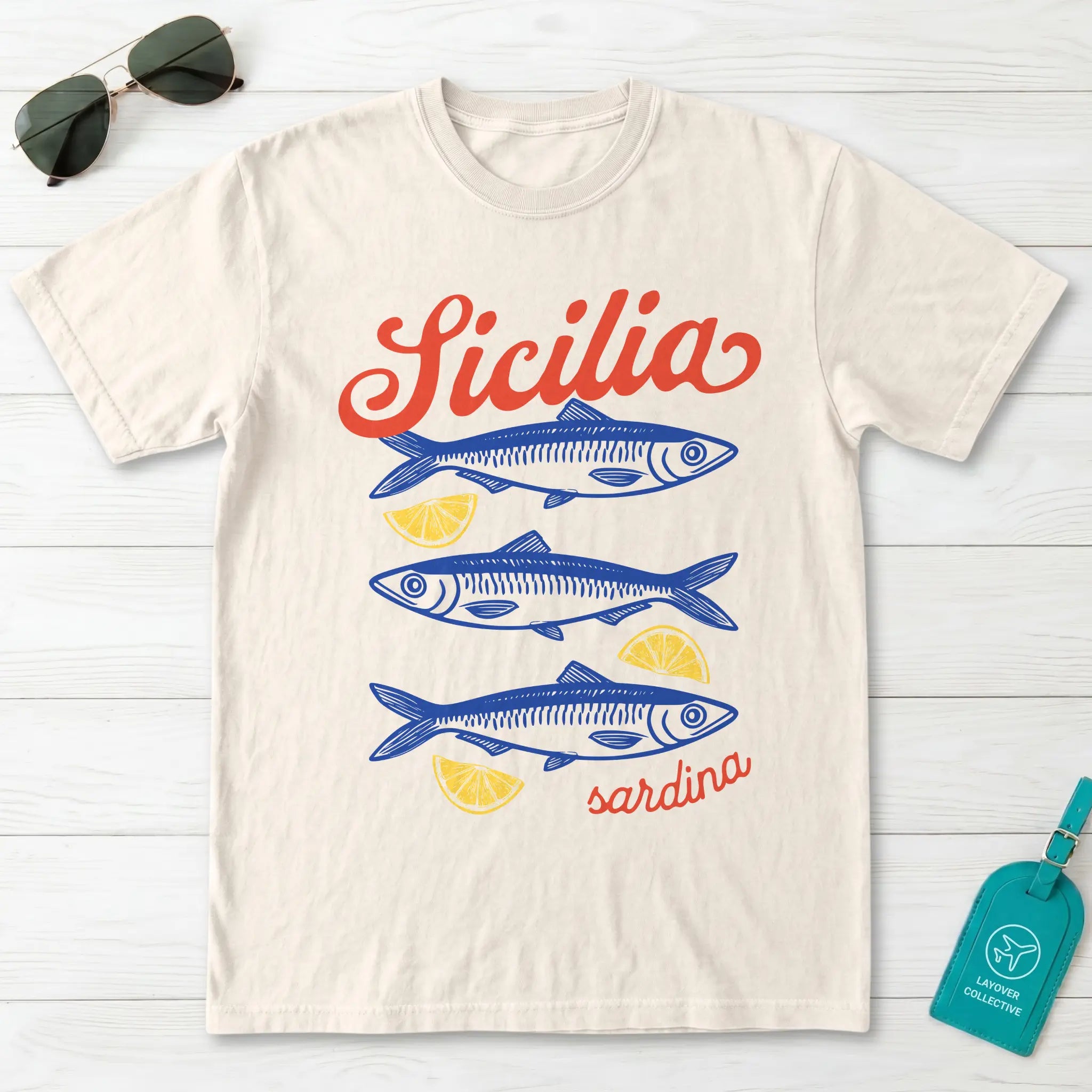 Sicilia Sardina Sicily Sardine Lemon Graphic T-Shirt