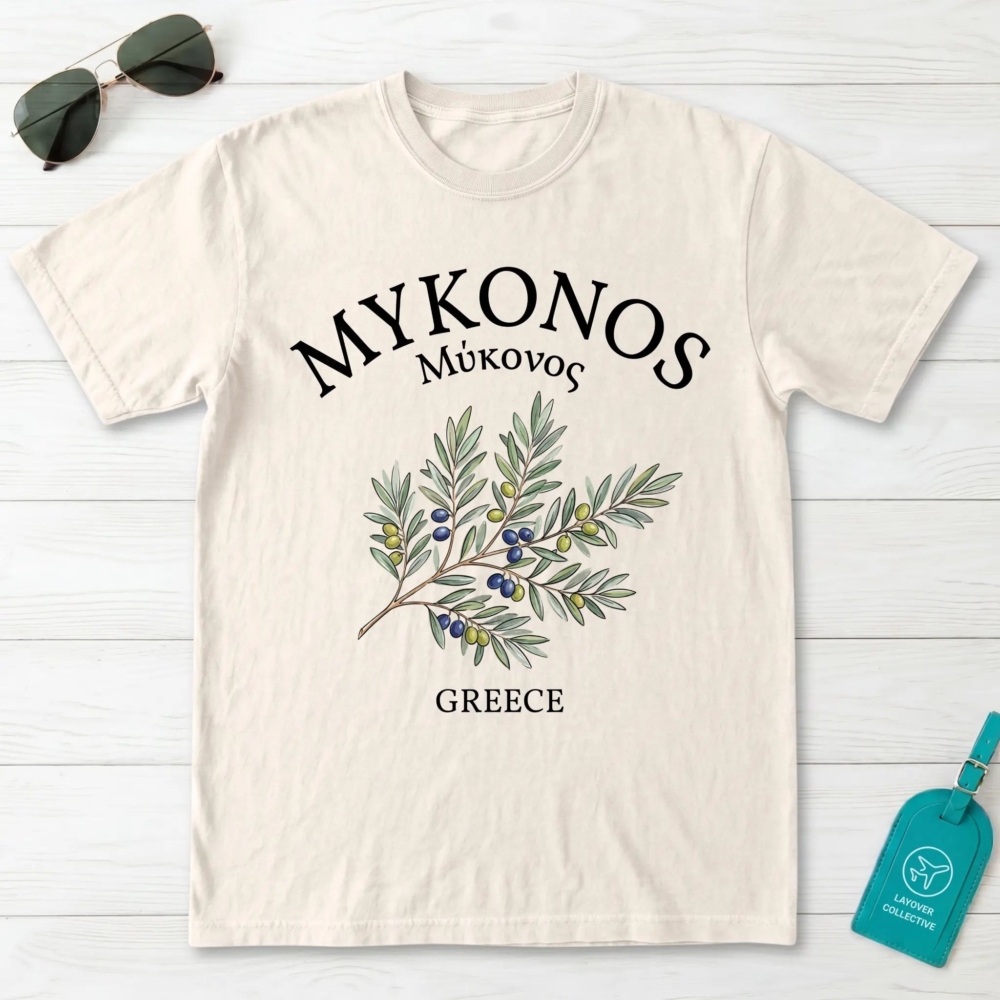 Mykonos Olive Branch T-Shirt