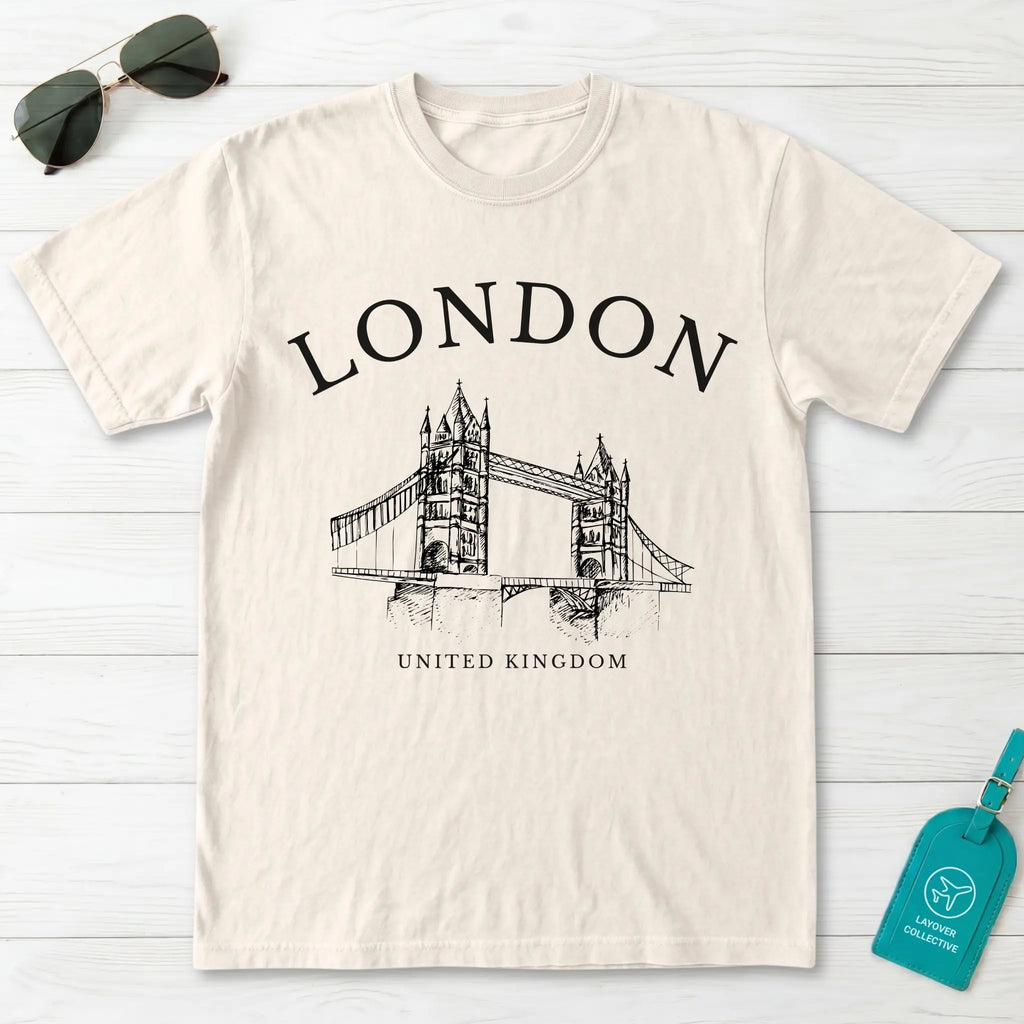 London Tower Bridge Vintage Sketch T-Shirt