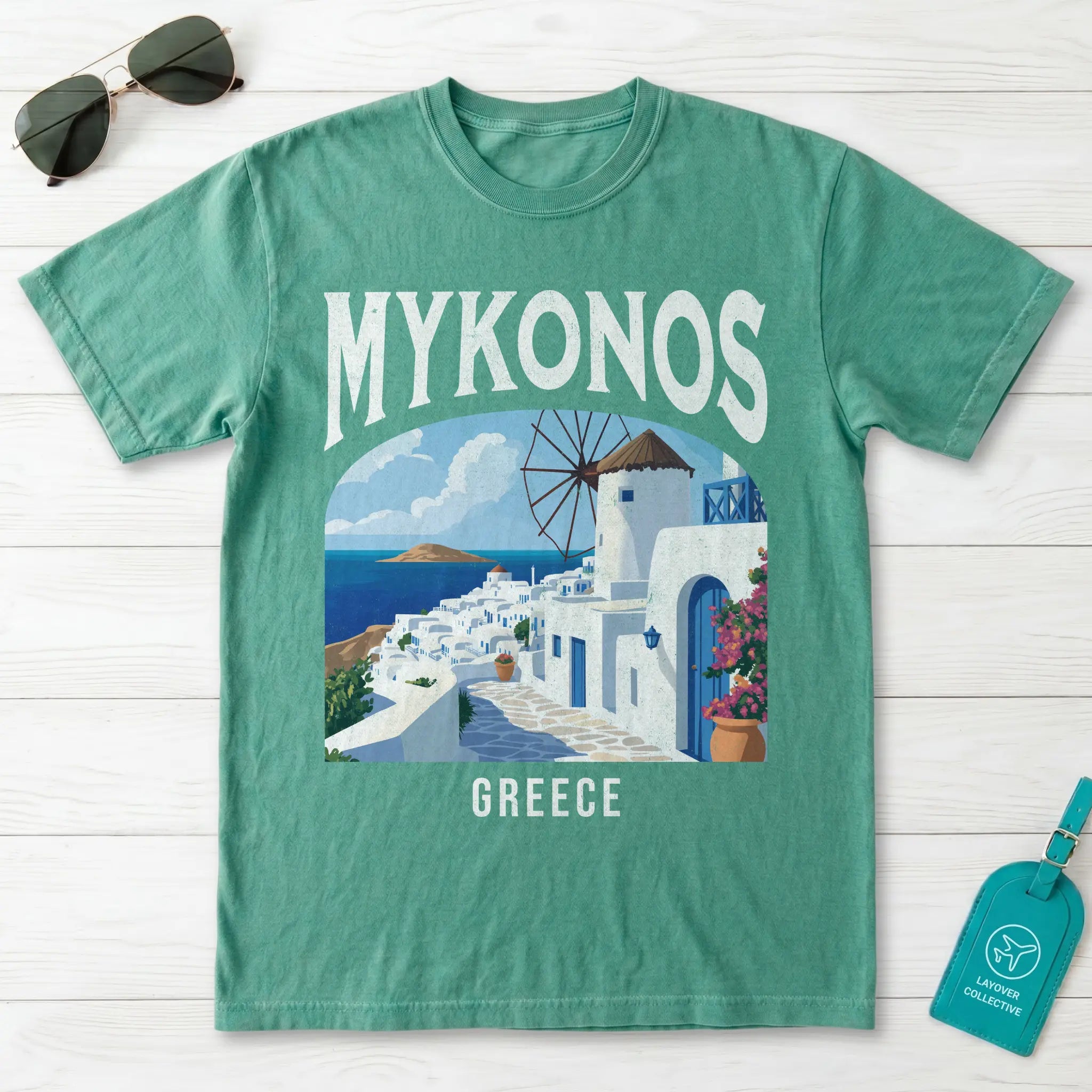 Mykonos Greece Vintage Travel Poster T-Shirt