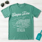 Cinque Terre Italia Line Art Sketch Coastal Village Graphic T-Shirt