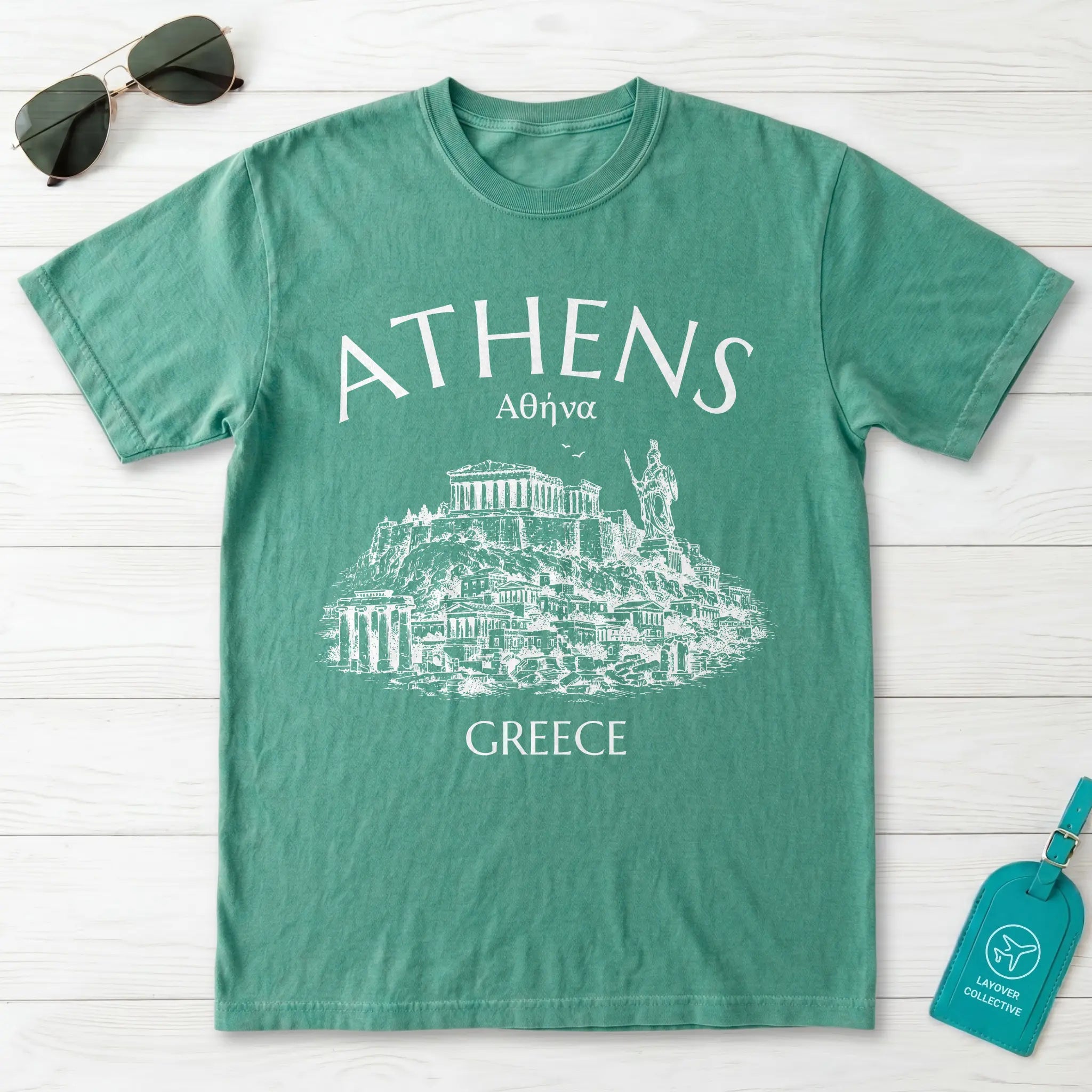 Athens Greece Acropolis Line Art Graphic T-Shirt