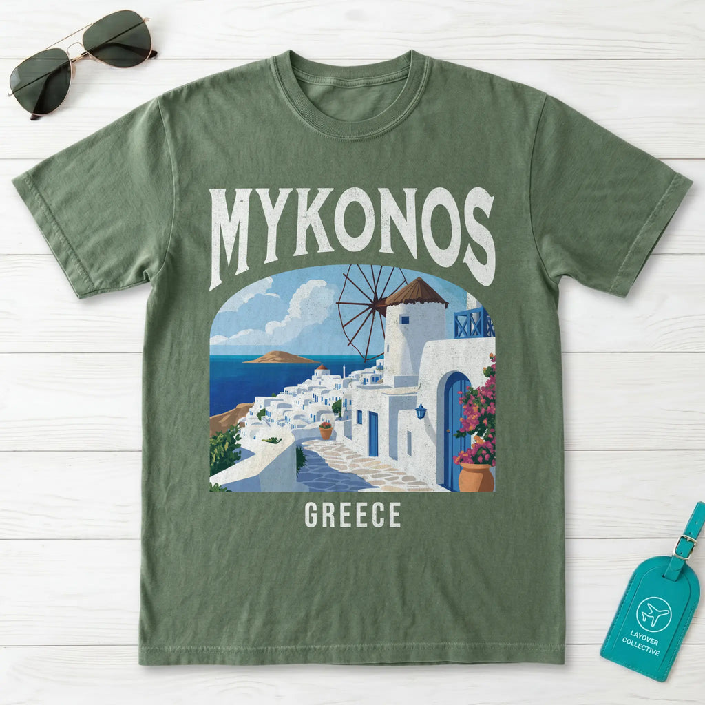 Mykonos Greece Vintage Travel Poster T-Shirt