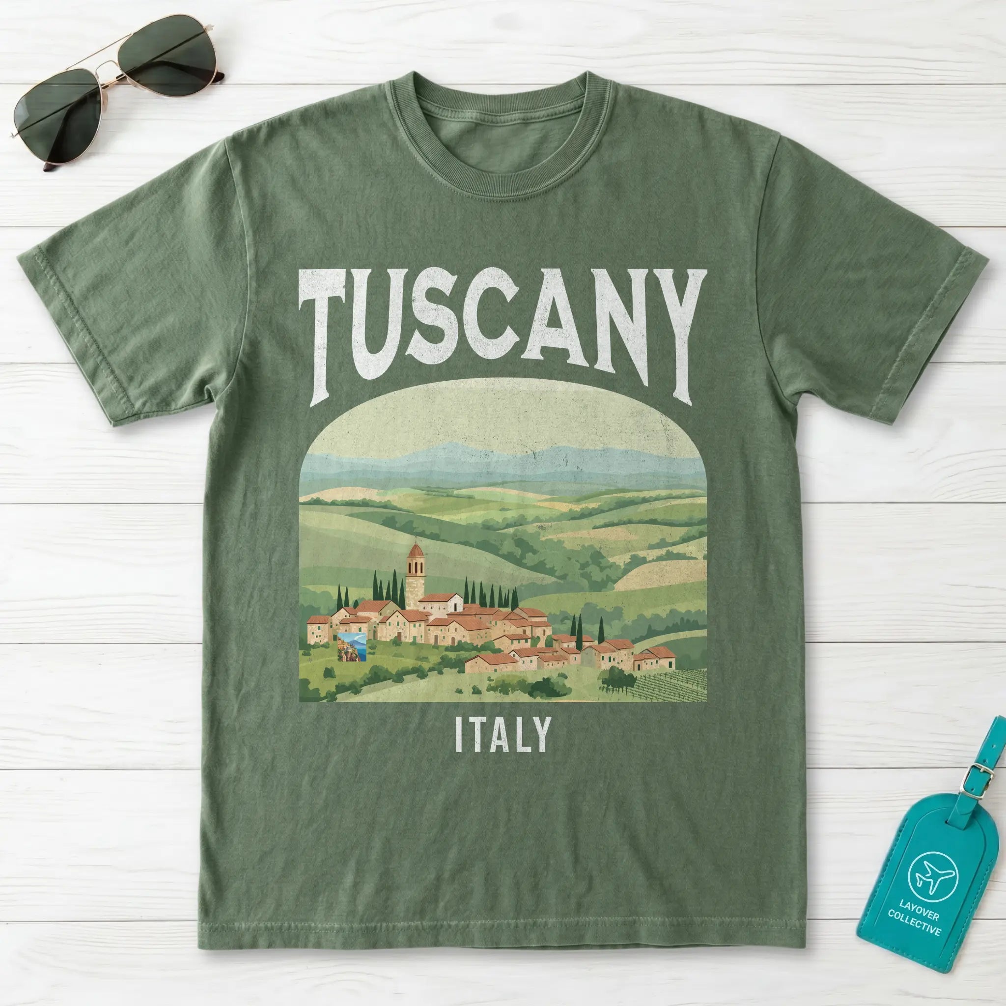 Tuscany Italy Vintage Travel Poster T-Shirt