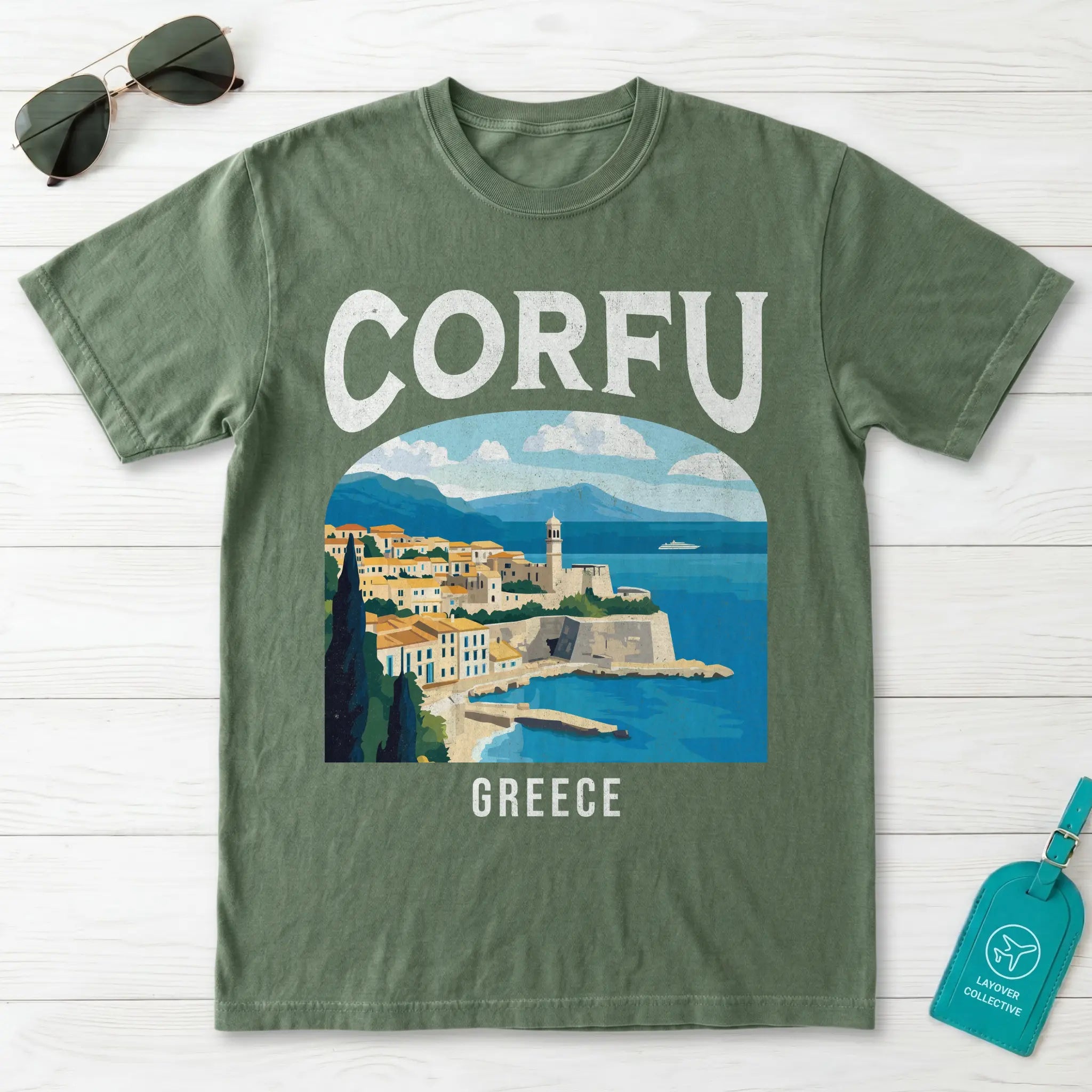 Corfu Greece Vintage Travel Poster T-Shirt