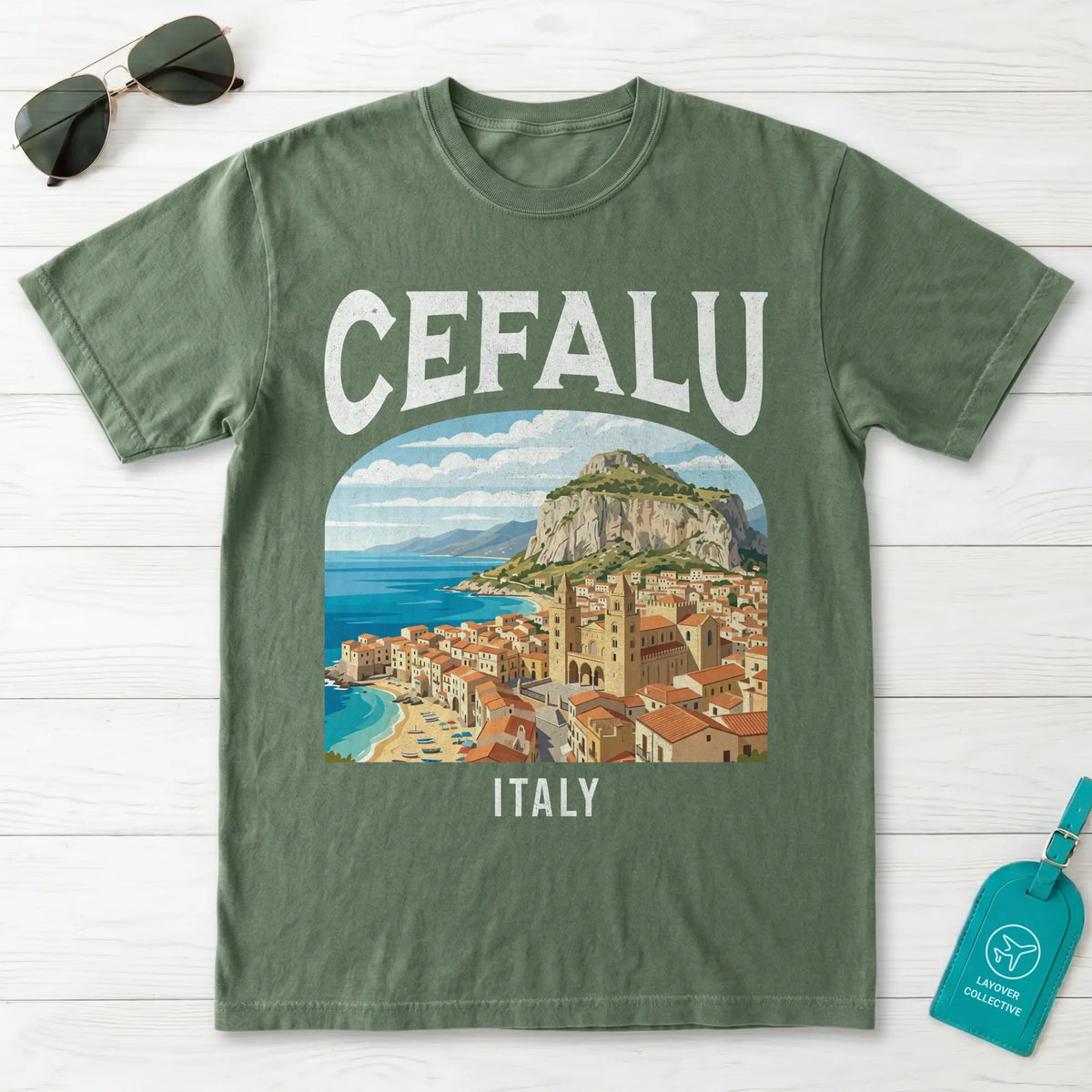 Cefalu Italy Vintage Travel Poster T-Shirt