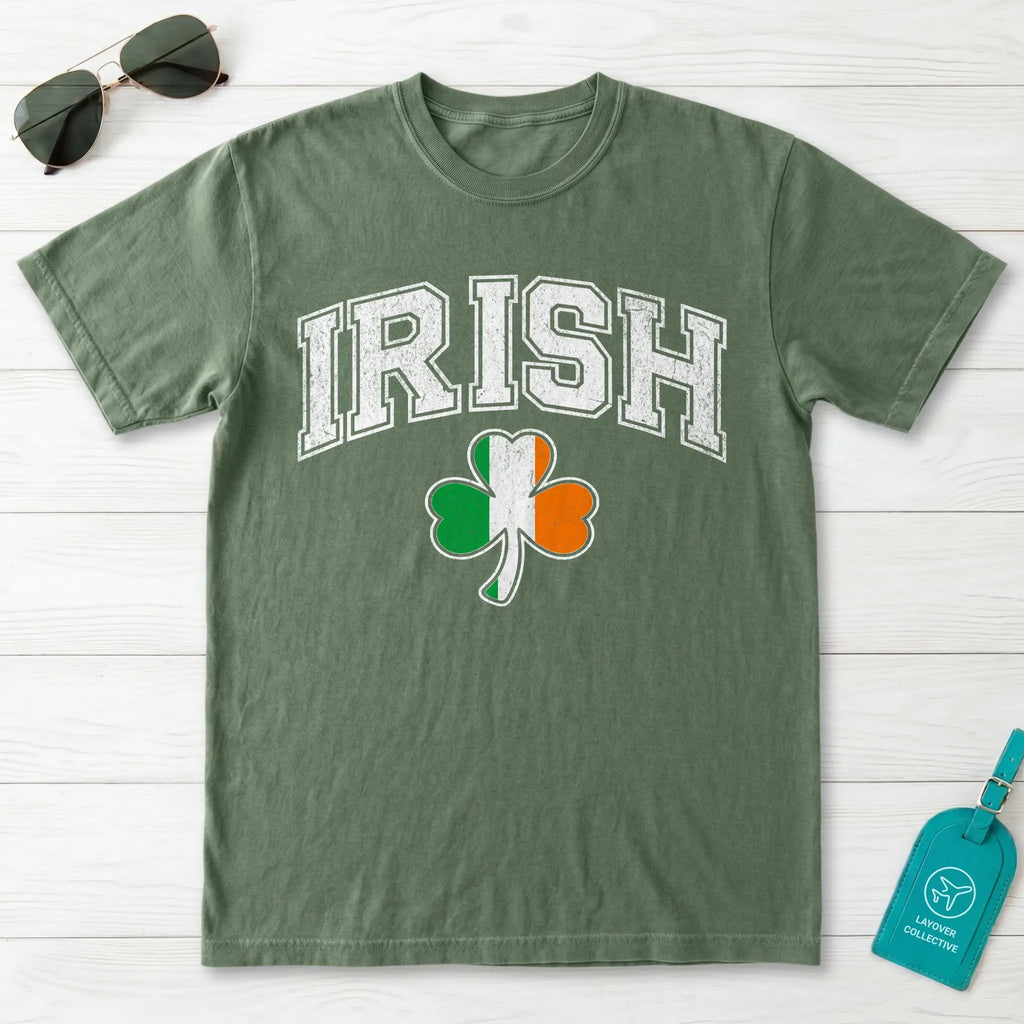 Irish Shamrock Flag Collegiate T-Shirt