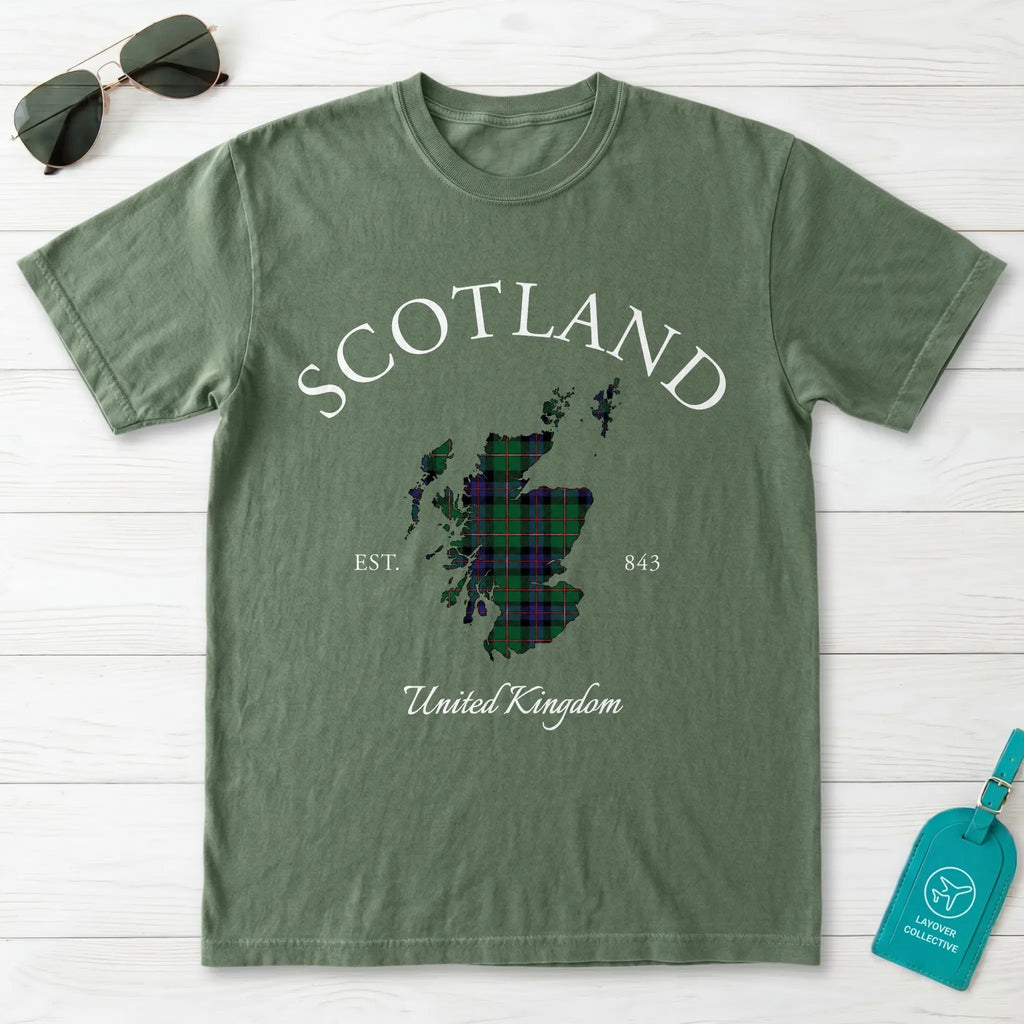 Scotland Tartan Map T-Shirt