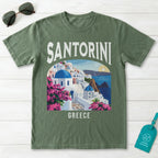 Santorini Greece Vintage Travel Poster T-Shirt
