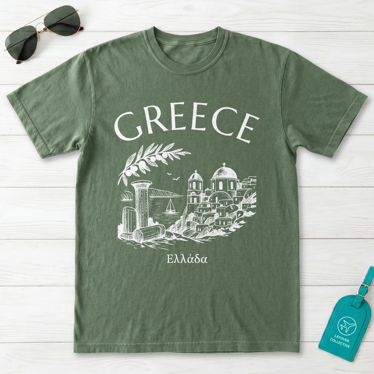 Greece Vintage Sketch T-Shirt