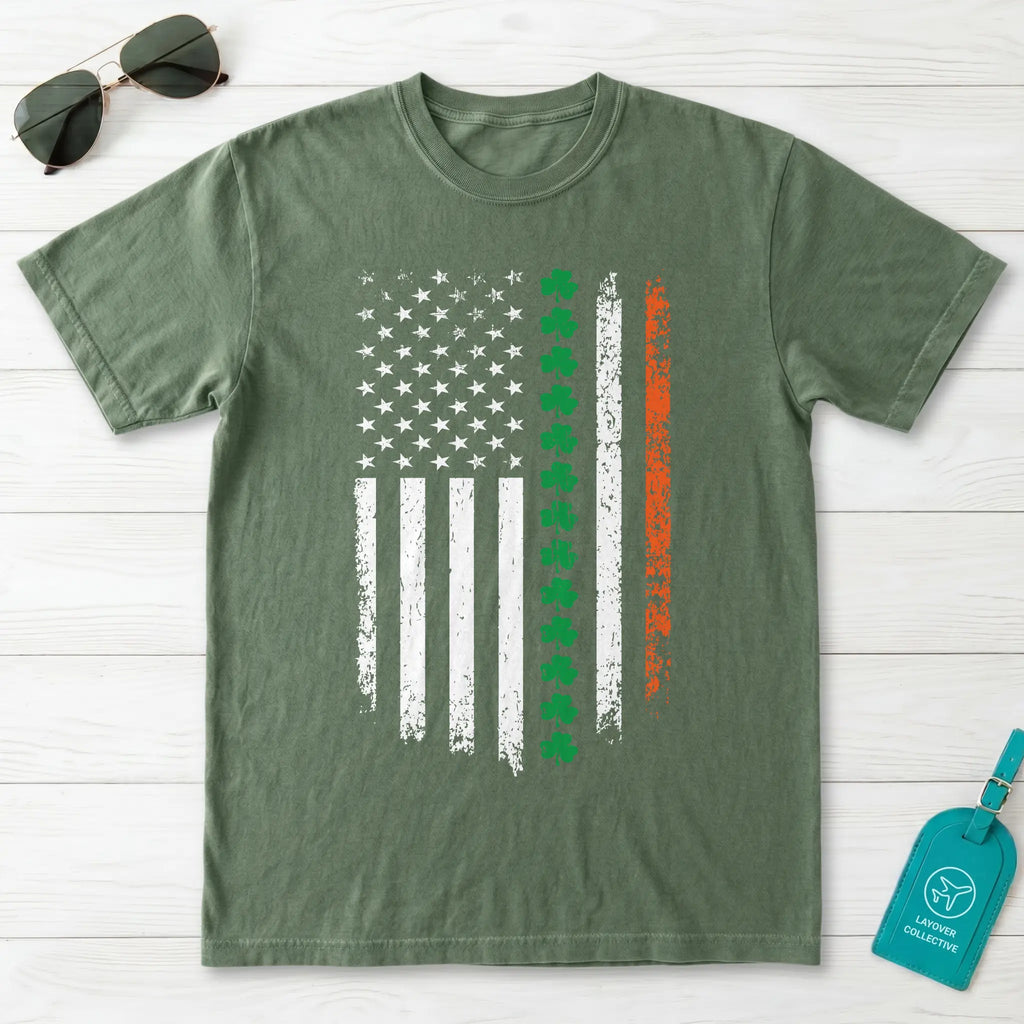 Irish American Flag Shamrock T-Shirt
