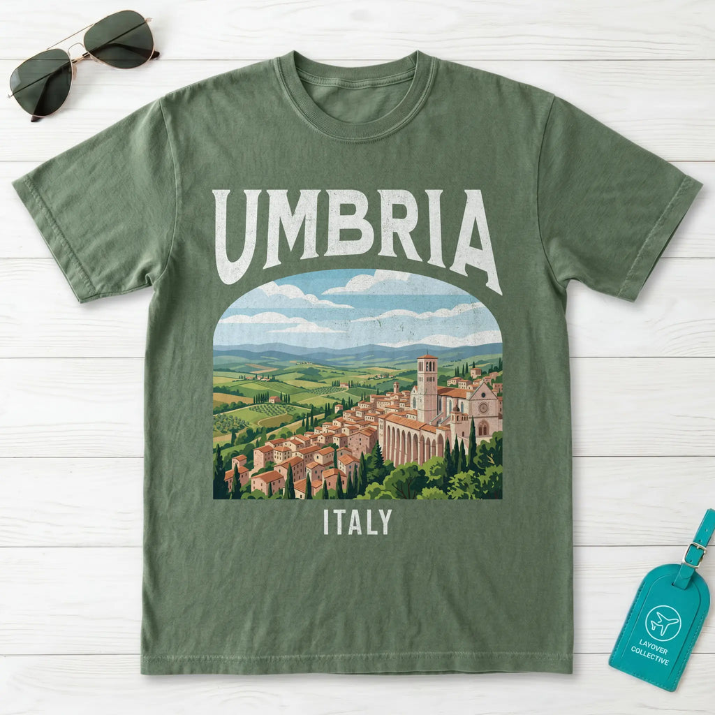 Umbria Italy Vintage Travel Poster T-Shirt