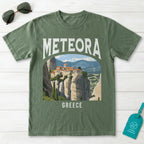 Meteora Greece Vintage Travel Poster T-Shirt
