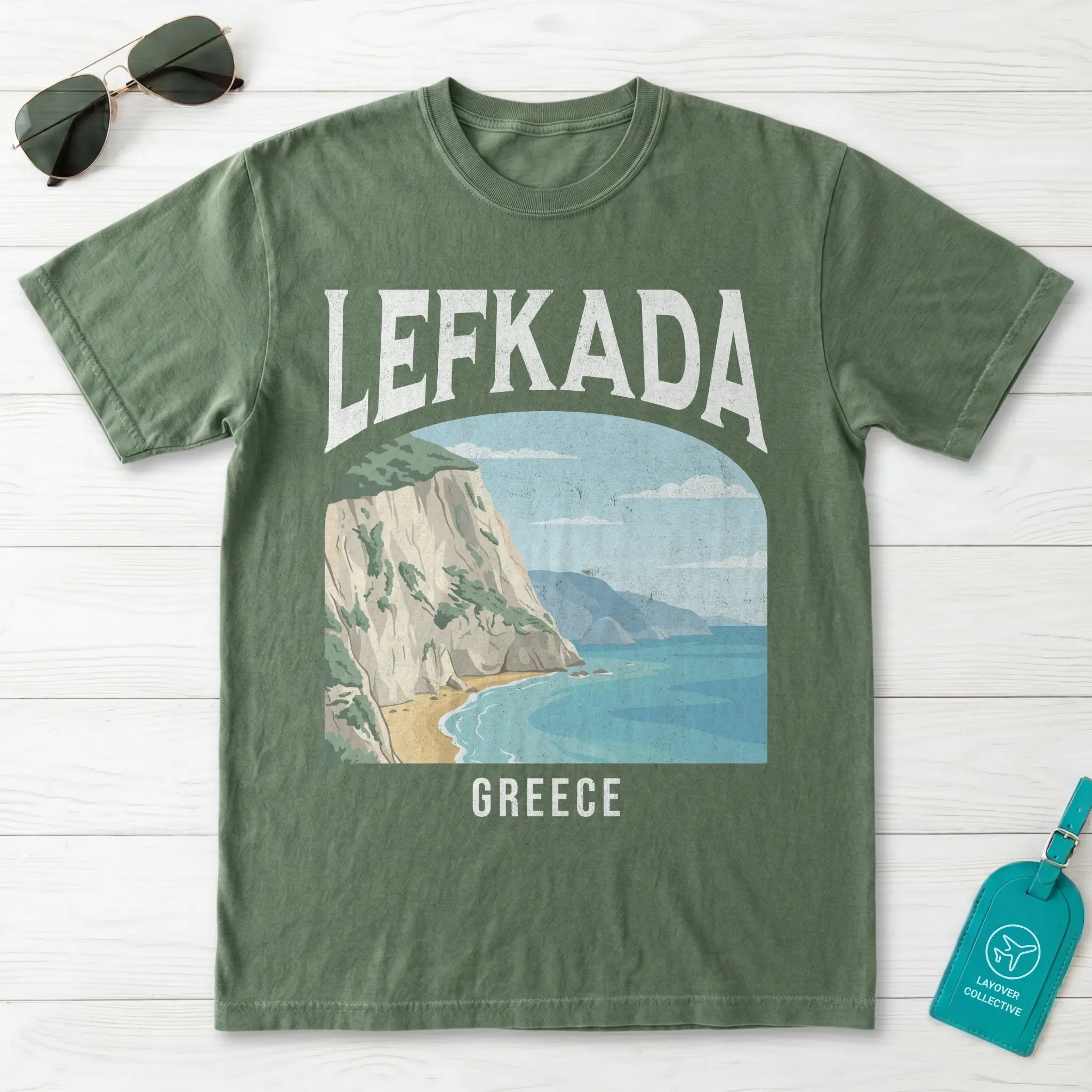 Lefkada Greece Vintage Travel Poster T-Shirt