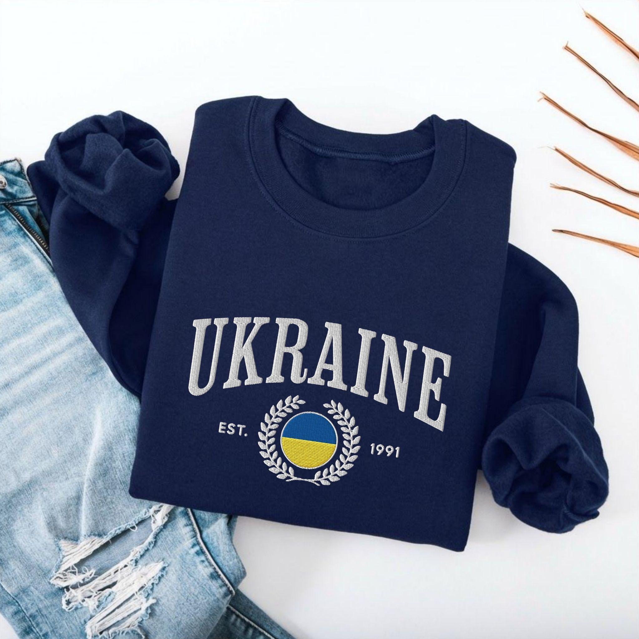 Ukraine Crest Embroidered Sweatshirt