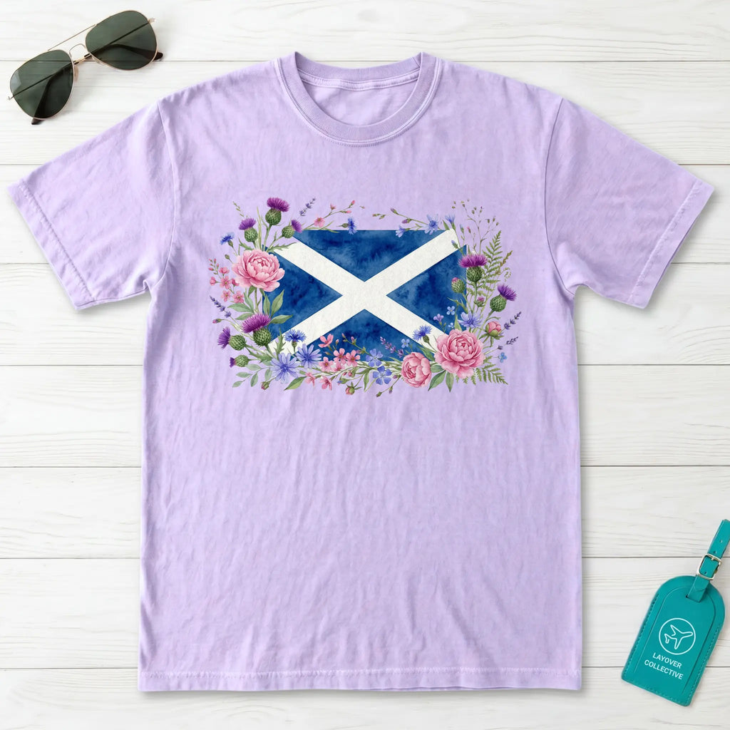 Scotland Saltire Floral Botanical T-Shirt