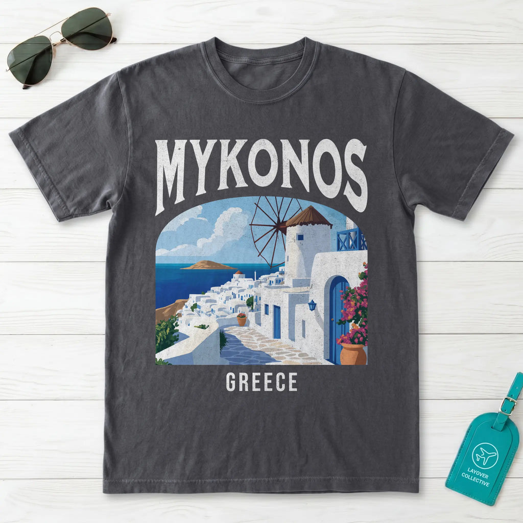 Mykonos Greece Vintage Travel Poster T-Shirt