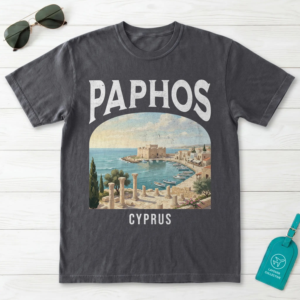 Paphos Cyprus Vintage Travel Poster T-Shirt