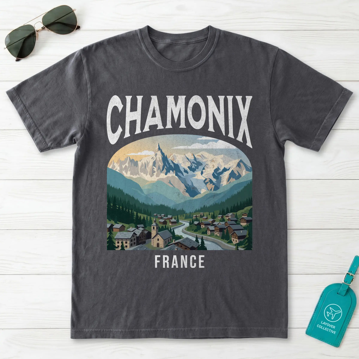 Chamonix France Vintage Travel Poster T-Shirt
