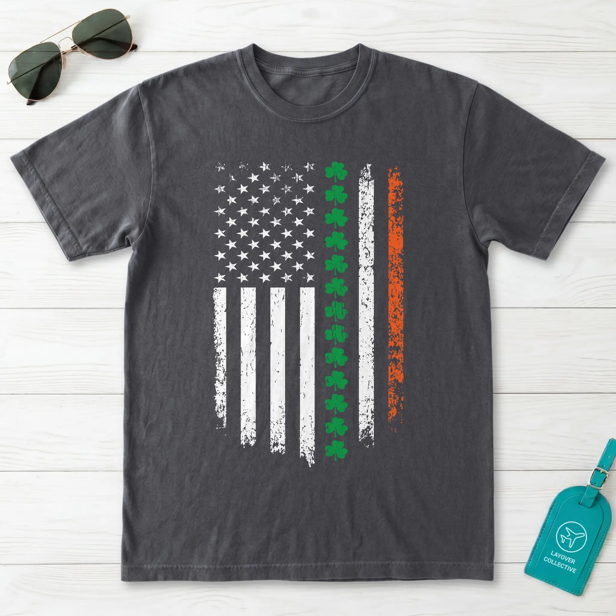 Irish American Flag Shamrock T-Shirt