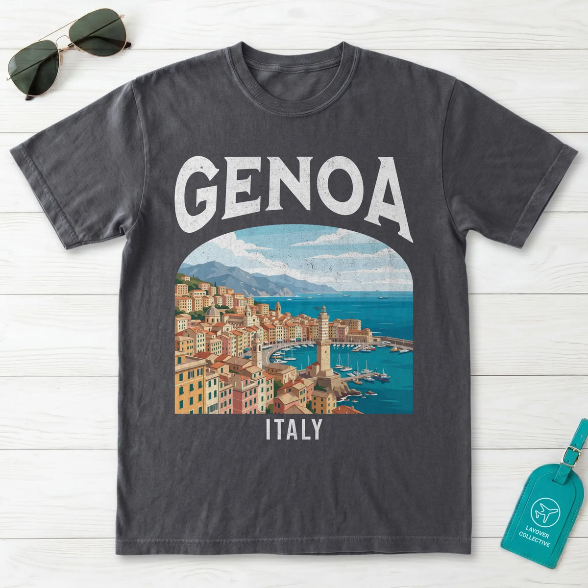 Genoa Italy Vintage Travel Poster T-Shirt