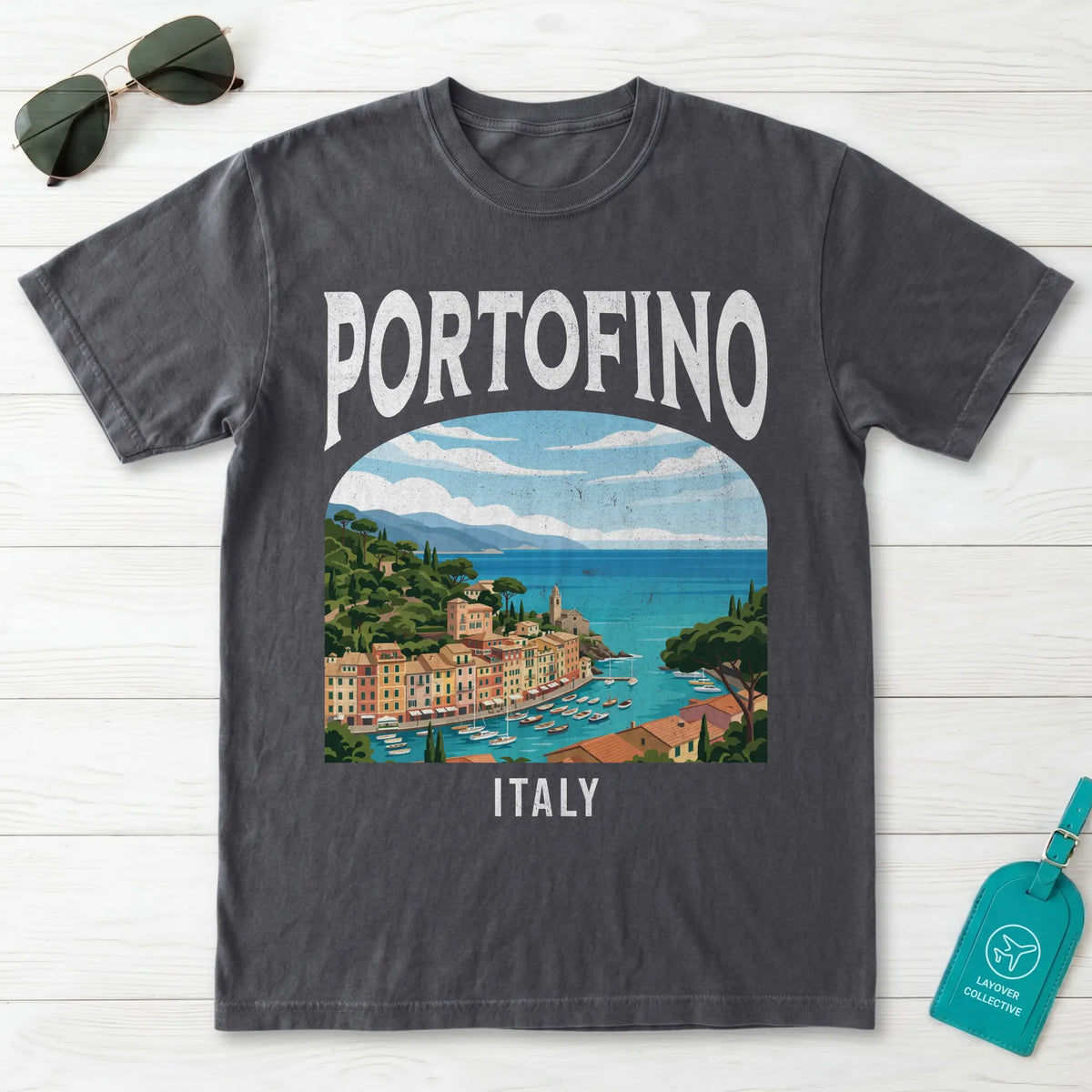 Portofino Italy Vintage Travel Poster T-Shirt