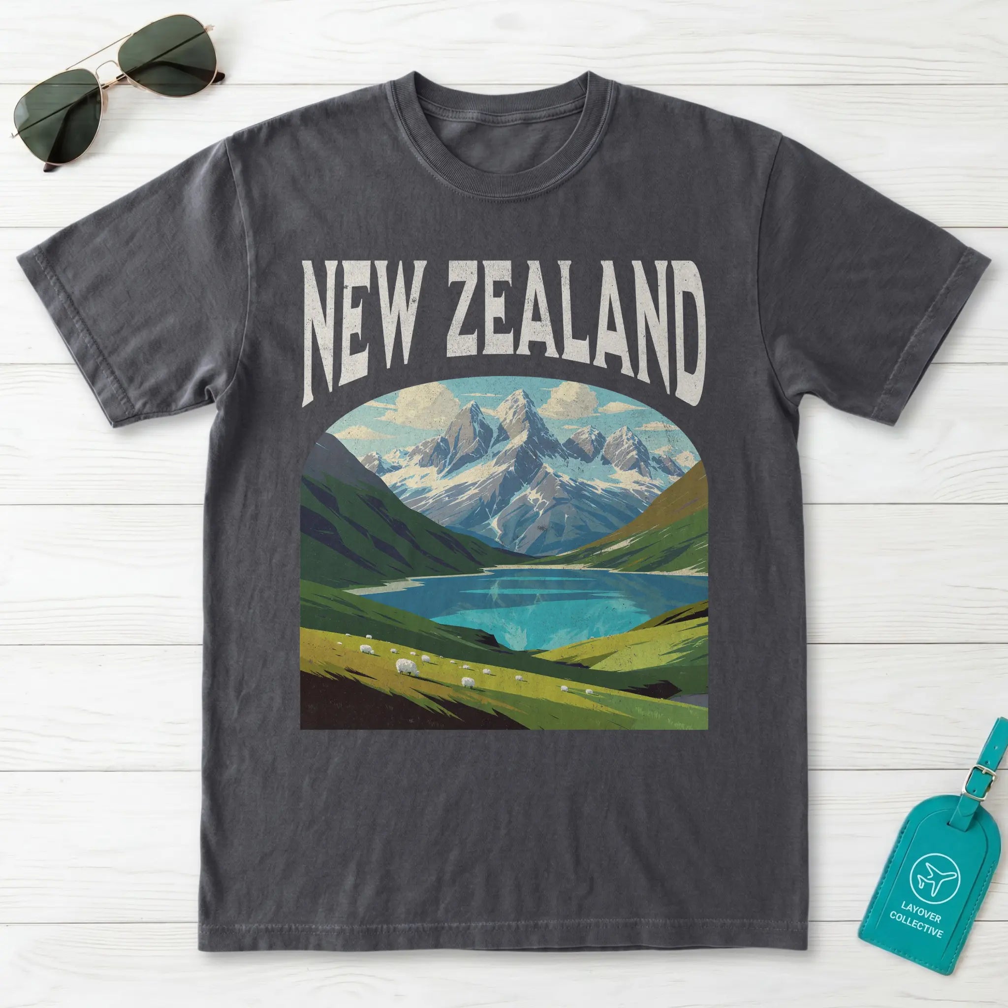 New Zealand Vintage Travel Poster T-Shirt