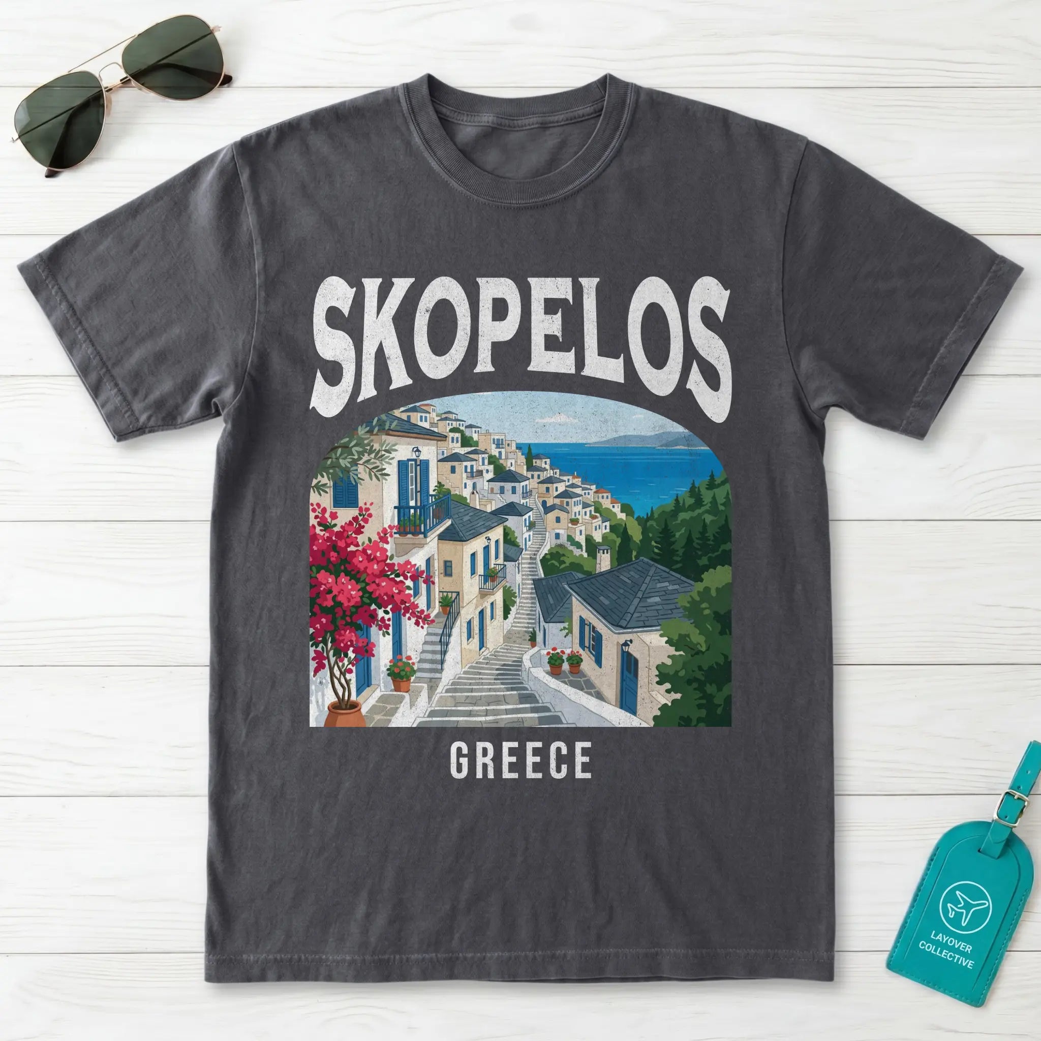 Skopelos Greece Vintage Travel Poster T-Shirt
